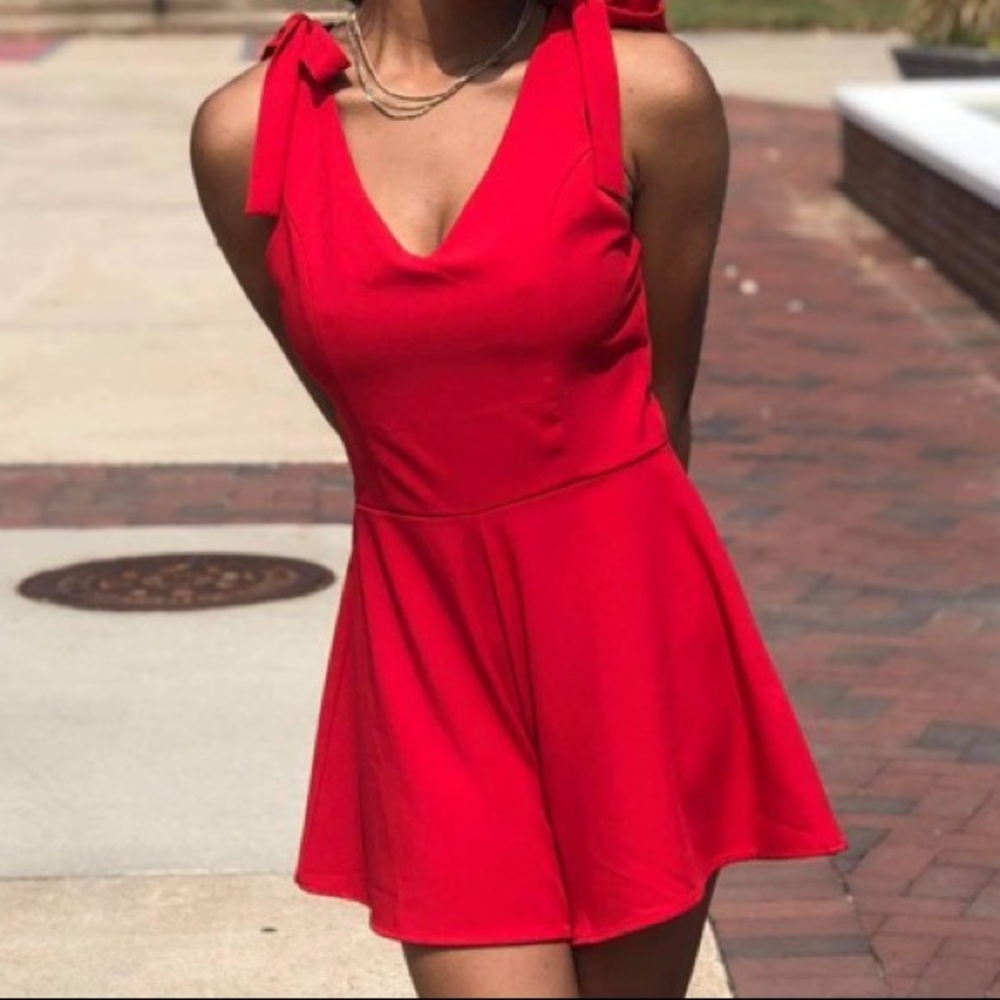 Red Strapped Romper